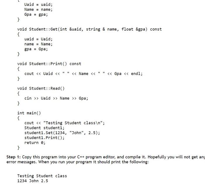 Solved Lab 12a: Creatıng the Student Class Introduction: The | Chegg.com