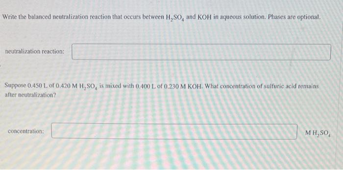 Solved Write The Balanced Neutralization Reaction That 8873