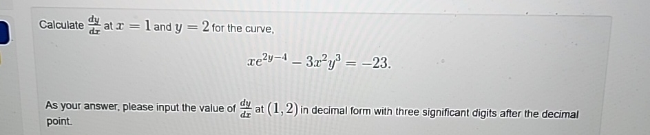 Solved Calculate Dydx at X 1 and Y 2 for The Chegg solved-calculate-dydx-at-x-1-and-y-2-for-the-chegg