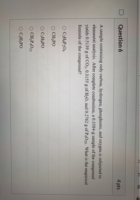 Solved B Question 6 4 pts A sample containing only carbon, | Chegg.com