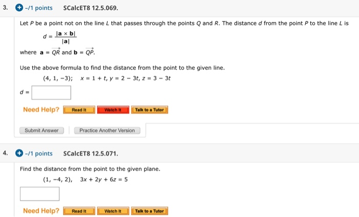 Use The Above Formula To Find The Distance From The Chegg Com