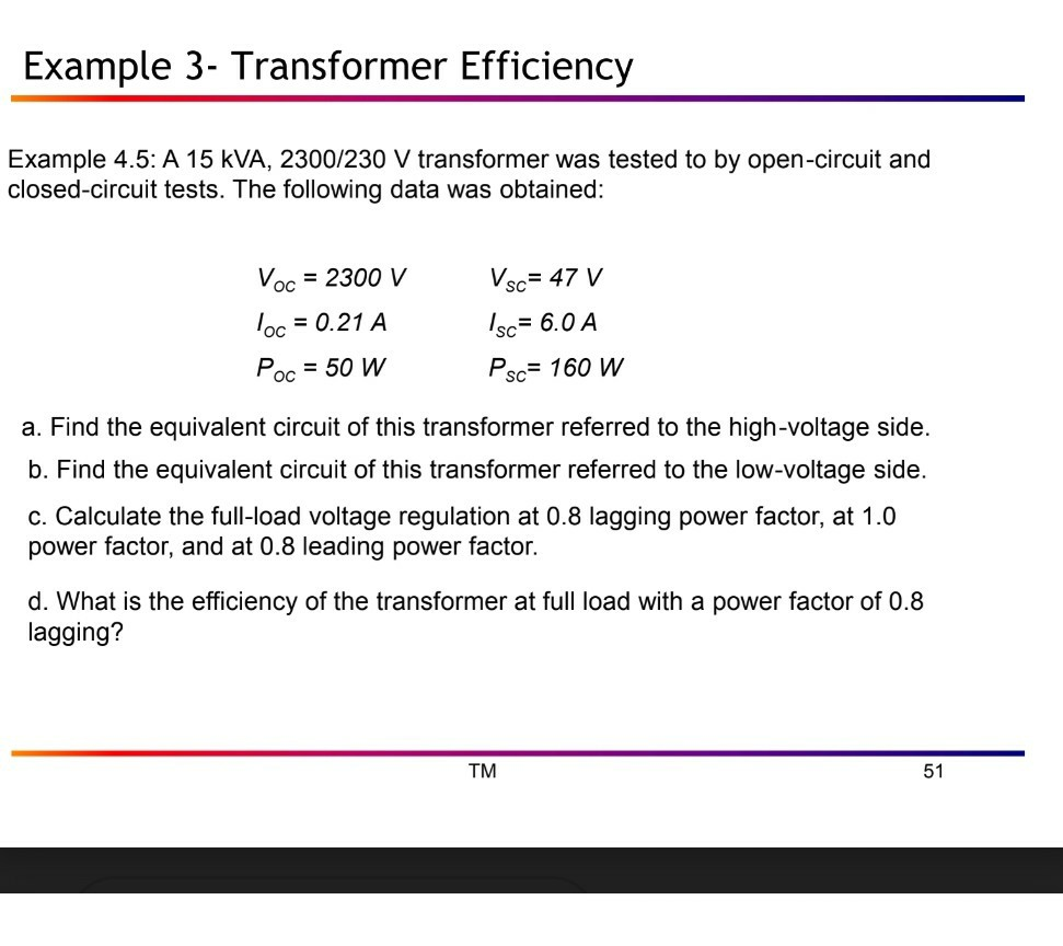 Solved Example 3- Transformer Efficiency Example 4.5: A 15 | Chegg.com