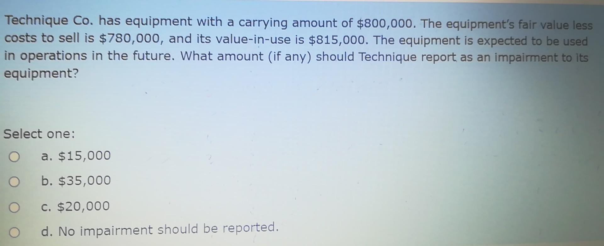 Solved Technique Co, has equipment with a carrying amount of 