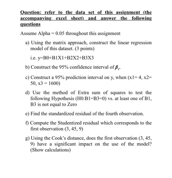 Solved Question: refer to the data set of this assignment | Chegg.com