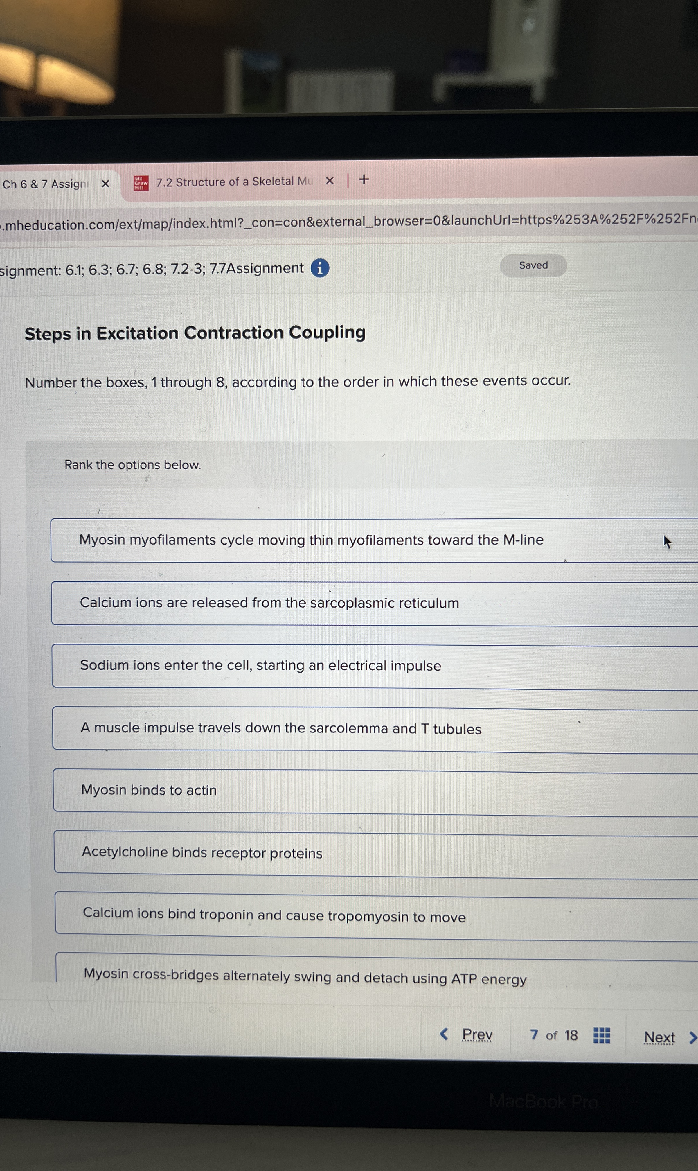 Solved Steps in Excitation Contraction CouplingNumber the