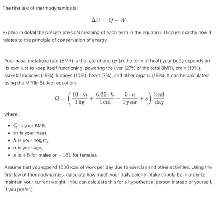 first law of thermodynamics equation