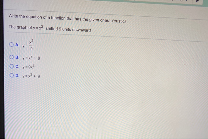 Solved Write the equation of a function that has the given | Chegg.com