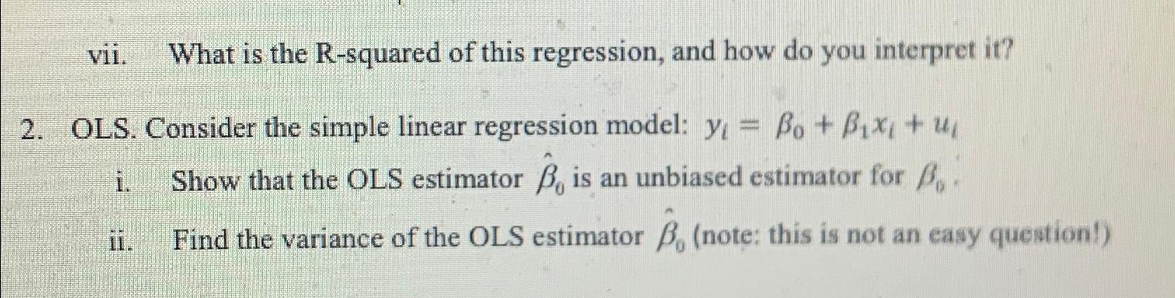 Solved vii. What is the R-squared of this regression, and | Chegg.com