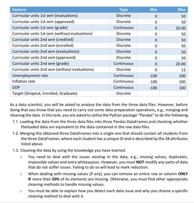 Solved Task 1 Data Acquisition and Preparation (30) At