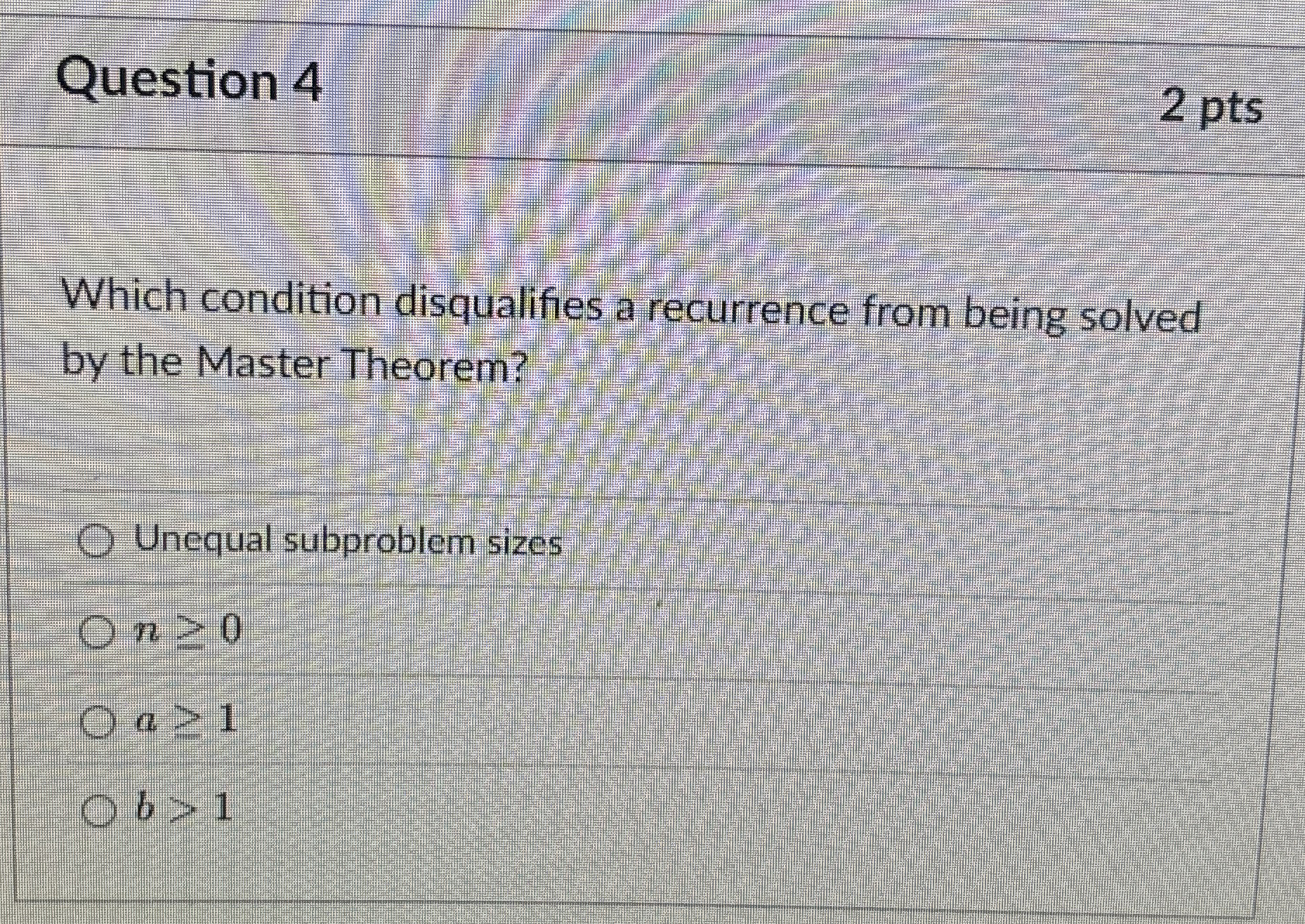 Solved Question 4Which condition disqualifies a recurrence | Chegg.com