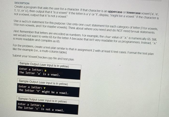Solved DESCRIPTION Create a program that asks the user for a | Chegg.com