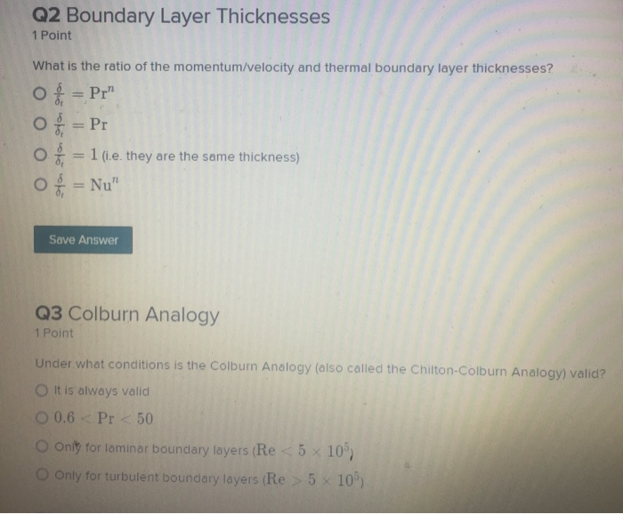 Solved Q2 Boundary Layer Thicknesses 1 Point What is the | Chegg.com