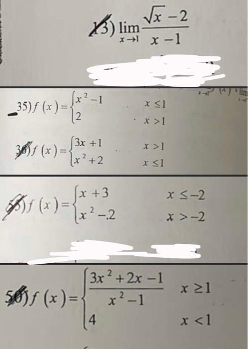 Solved 3 Limx→1x−1x−2 F X {x 3x2− 2x≤−2x −2