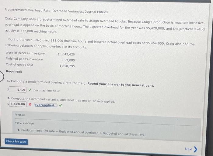 Solved Predetermined Overhead Rate, Overhead Variances, | Chegg.com