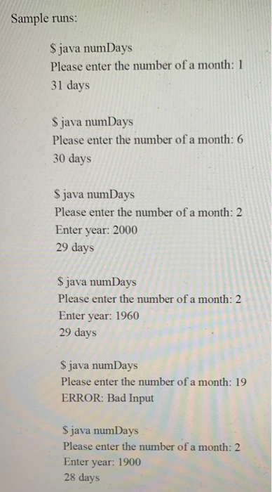 Solved Problem #1: Write a Month class that contains methods | Chegg.com