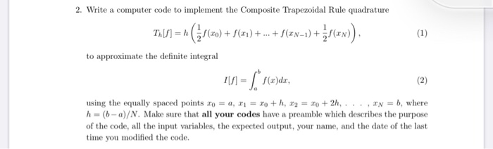 Solved 2. Write a computer code to implement the Composite | Chegg.com