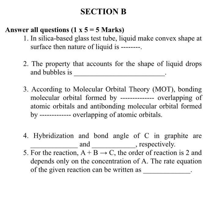 Solved Section B Answer All Questions 1 X 5 5 Marks 1