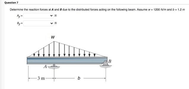 Solved Question 7 Determine the reaction forces at A and B | Chegg.com