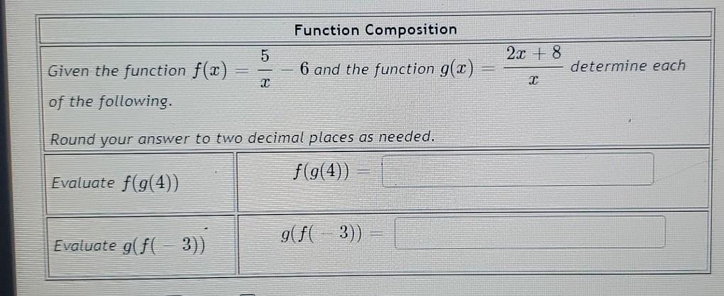 Solved I Function Composition Use the table of values to | Chegg.com