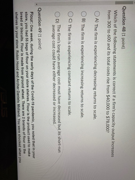 Solved Question 47 (1 point) What is the effect on product A | Chegg.com