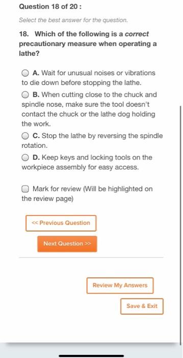 Solved Question 17 of 20 : Select the best answer for the | Chegg.com