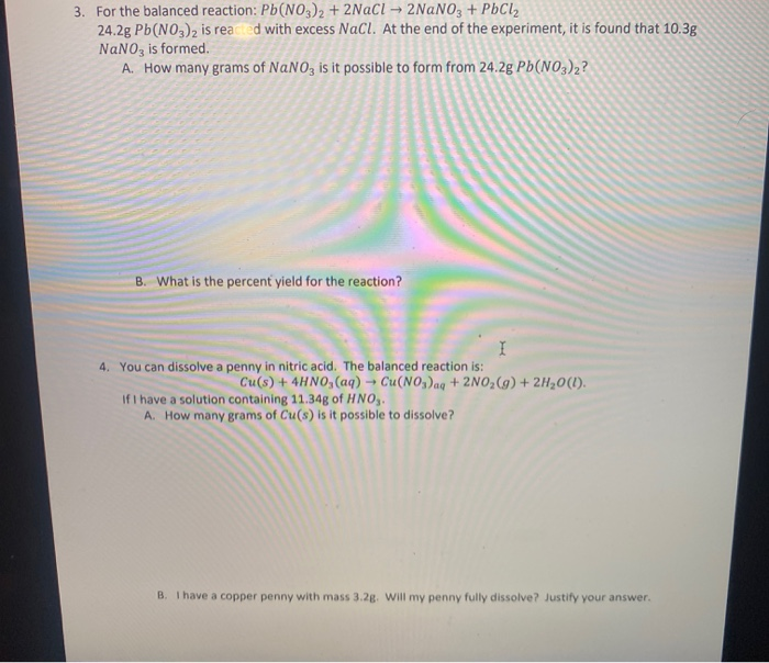 Solved 3 For The Balanced Reaction Pb No3 2 2nacl Chegg Solved 3 For The Balanced Reaction Pb No3 2 2nacl Chegg