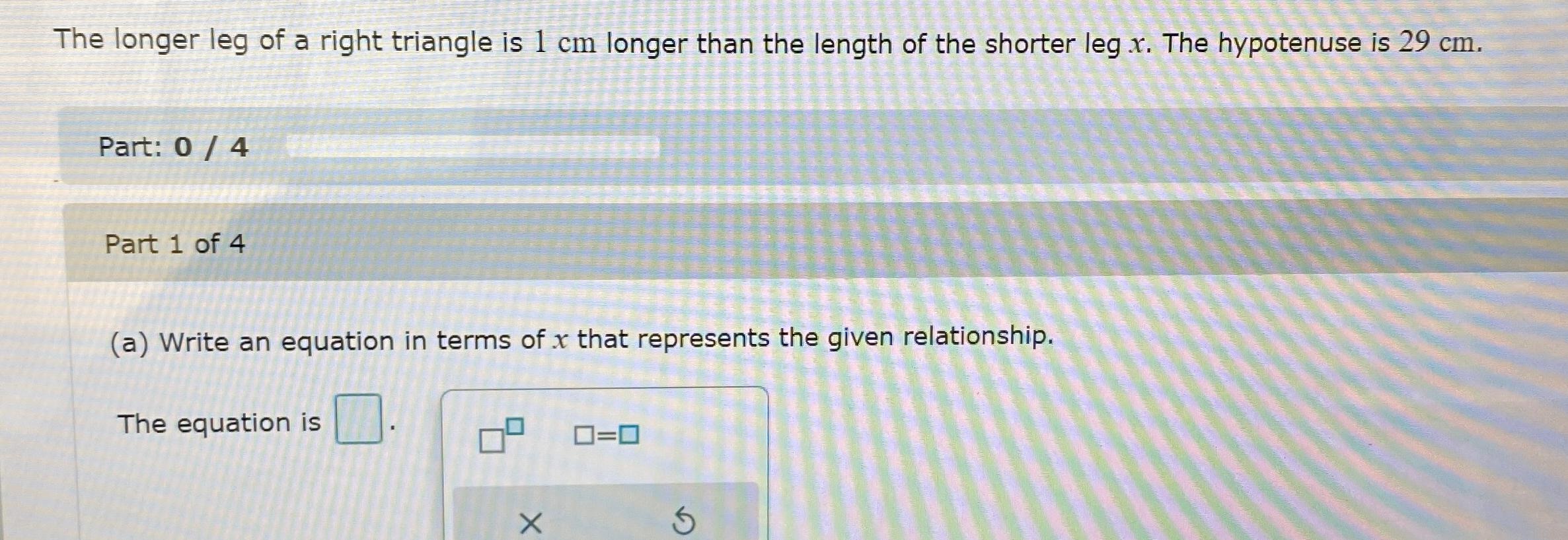 Solved The longer leg of a right triangle is 1cm ﻿longer | Chegg.com