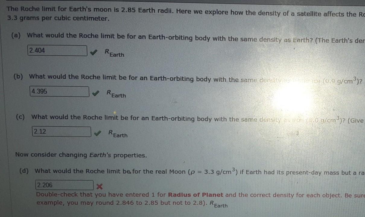 solved-the-roche-limit-for-earth-s-moon-is-2-85-earth-radii-chegg