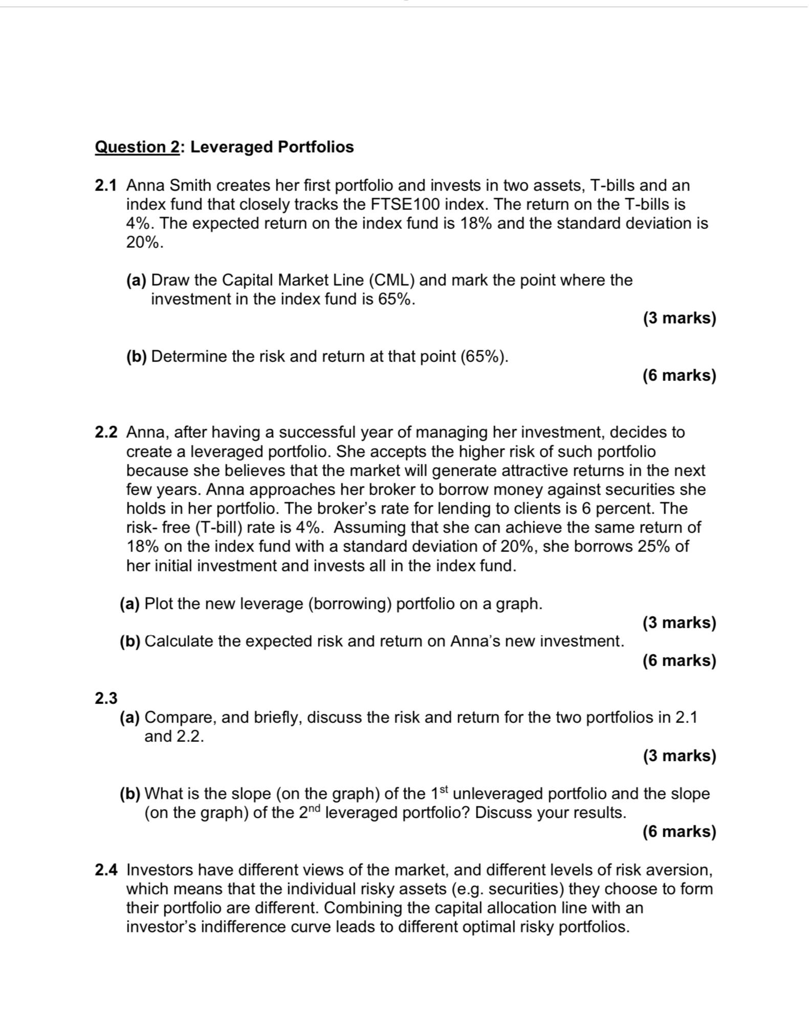 Solved Question 2: Leveraged Portfolios2.1 ﻿Anna Smith | Chegg.com
