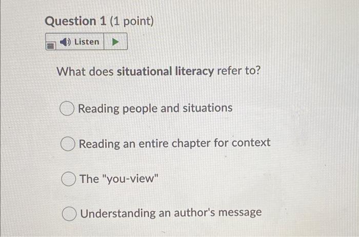 Solved Question 1 (1 Point) Listen What Does Situational | Chegg.com