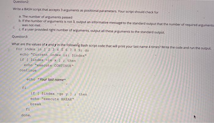 Solved Question2 Write A Bash Script That Accepts 3 Chegg Com