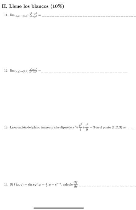 13. La ecuación del plano tangente a la elipsoide \( x^{2}+\frac{y^{2}}{4}+\frac{z^{2}}{9}=3 \) en el punto \( (1,2,3) \) es