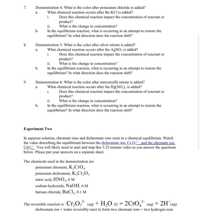 Solved Experiment One Watch the video describing an | Chegg.com