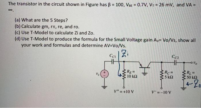 Solved The Transistor In The Circuit Shown In Figure Has Chegg Com