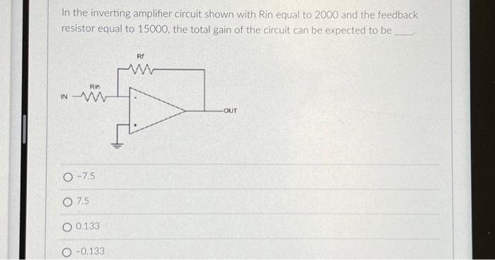 Solved In the inverting amplifier circuit shown with Rin | Chegg.com