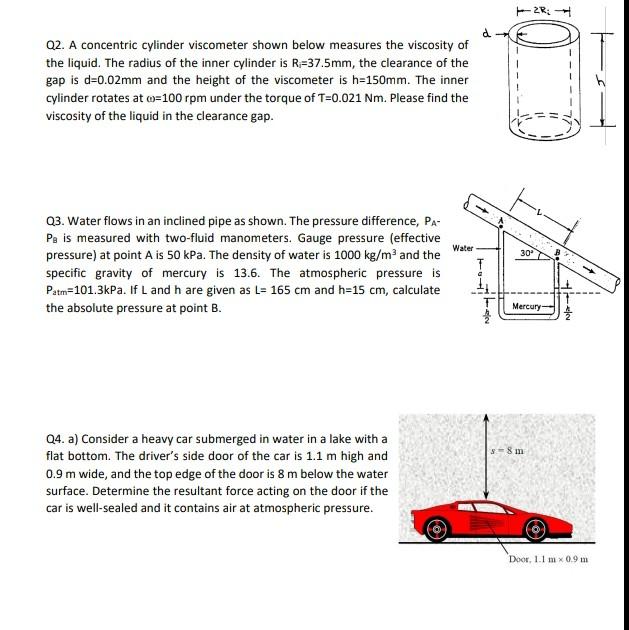 Solved Q2. A concentric cylinder shown below