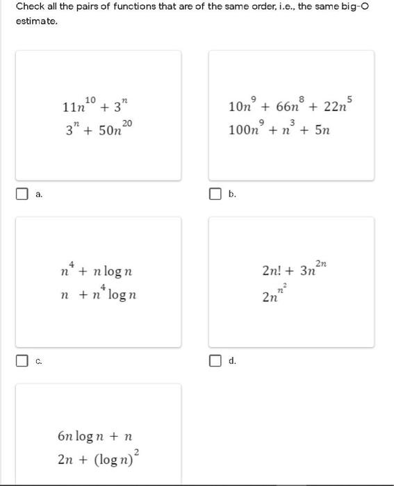 Solved Check all the pairs of functions that are of the same | Chegg.com