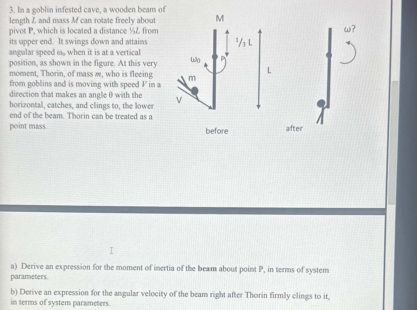 Solved In a goblin infested cave, a wooden beam of length L | Chegg.com