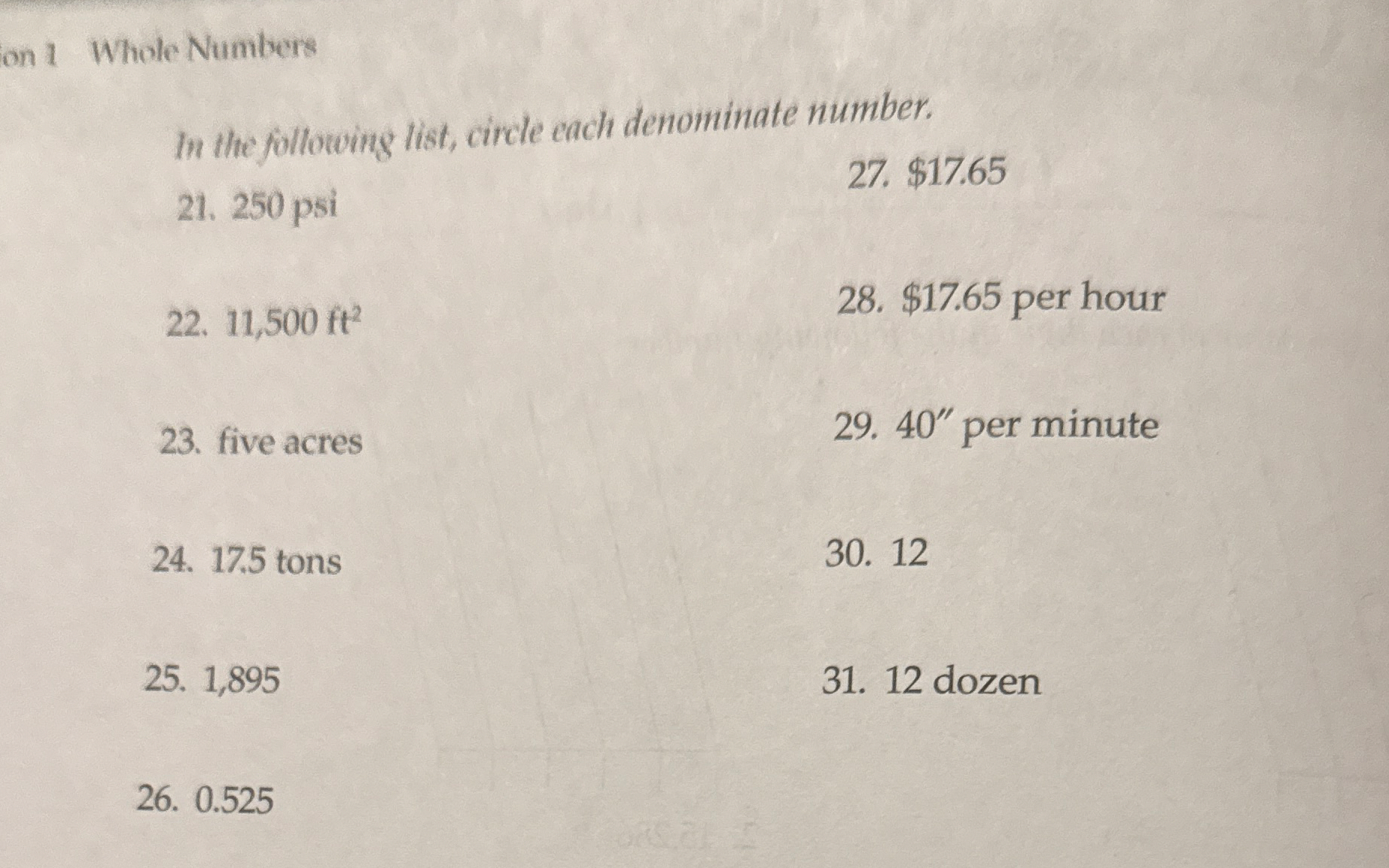 Solved on 1 ﻿Whole NumbersIn the following list, circle each | Chegg.com