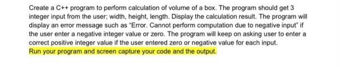 Solved Create a C++ program to perform calculation of volume | Chegg.com