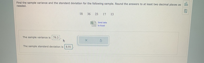 Solved Find The Sample Variance And The Standard Deviation Chegg Com