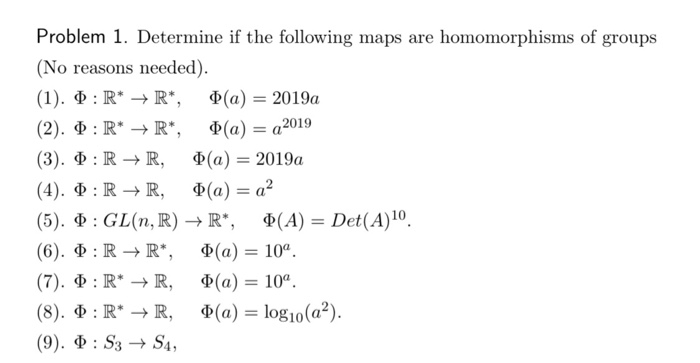 Solved Problem 1. Determine if the following maps are | Chegg.com