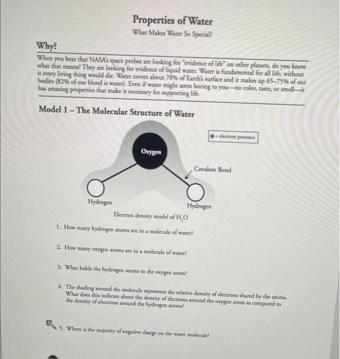 Properties of Water What Makes Water So Special?
Why?
When you hear that NASAs space probes are looking for evidence of lif