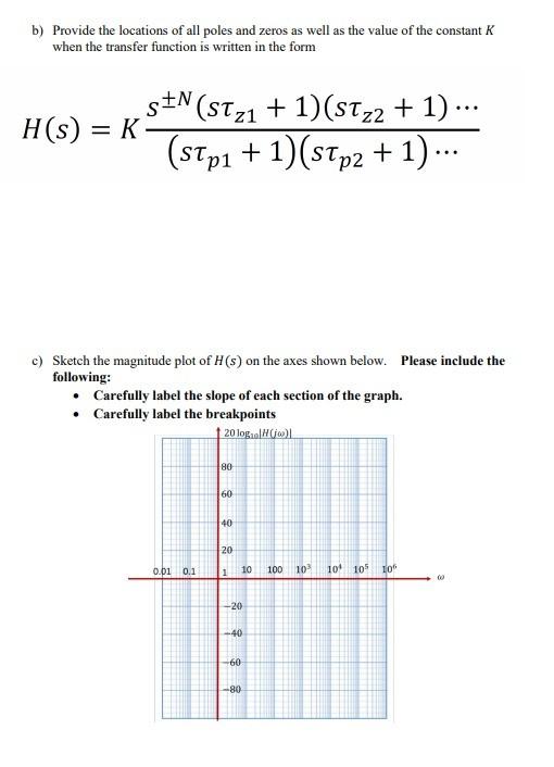 Solved b) Provide the locations of all poles and zeros as | Chegg.com