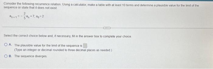 Solved Consider The Following Recurrence Relation. Using A | Chegg.com