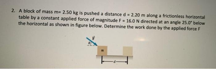 Solved 2. A Block Of Mass M= 2.50 Kg Is Pushed A Distance D | Chegg.com