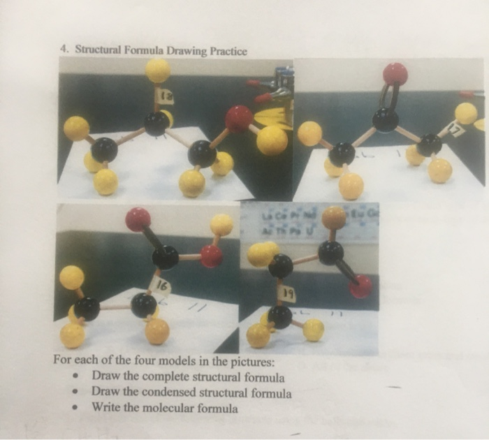 Solved 4. Structural Formula Drawing Practice 16 19 For each | Chegg.com