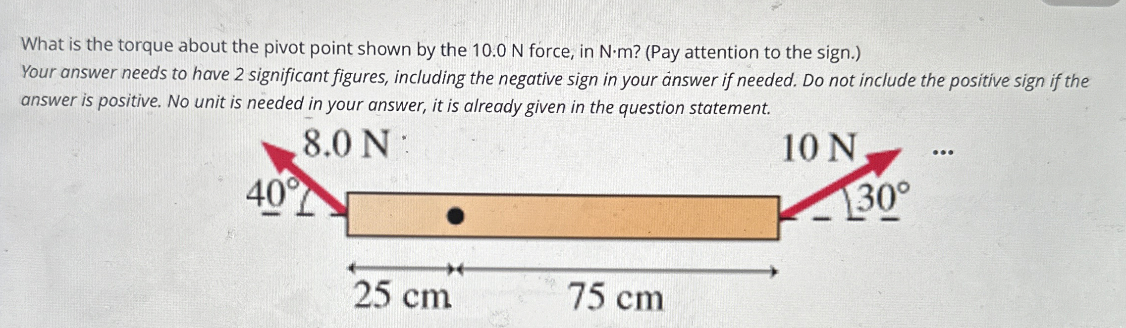 Solved What is the torque about the pivot point shown by the | Chegg.com