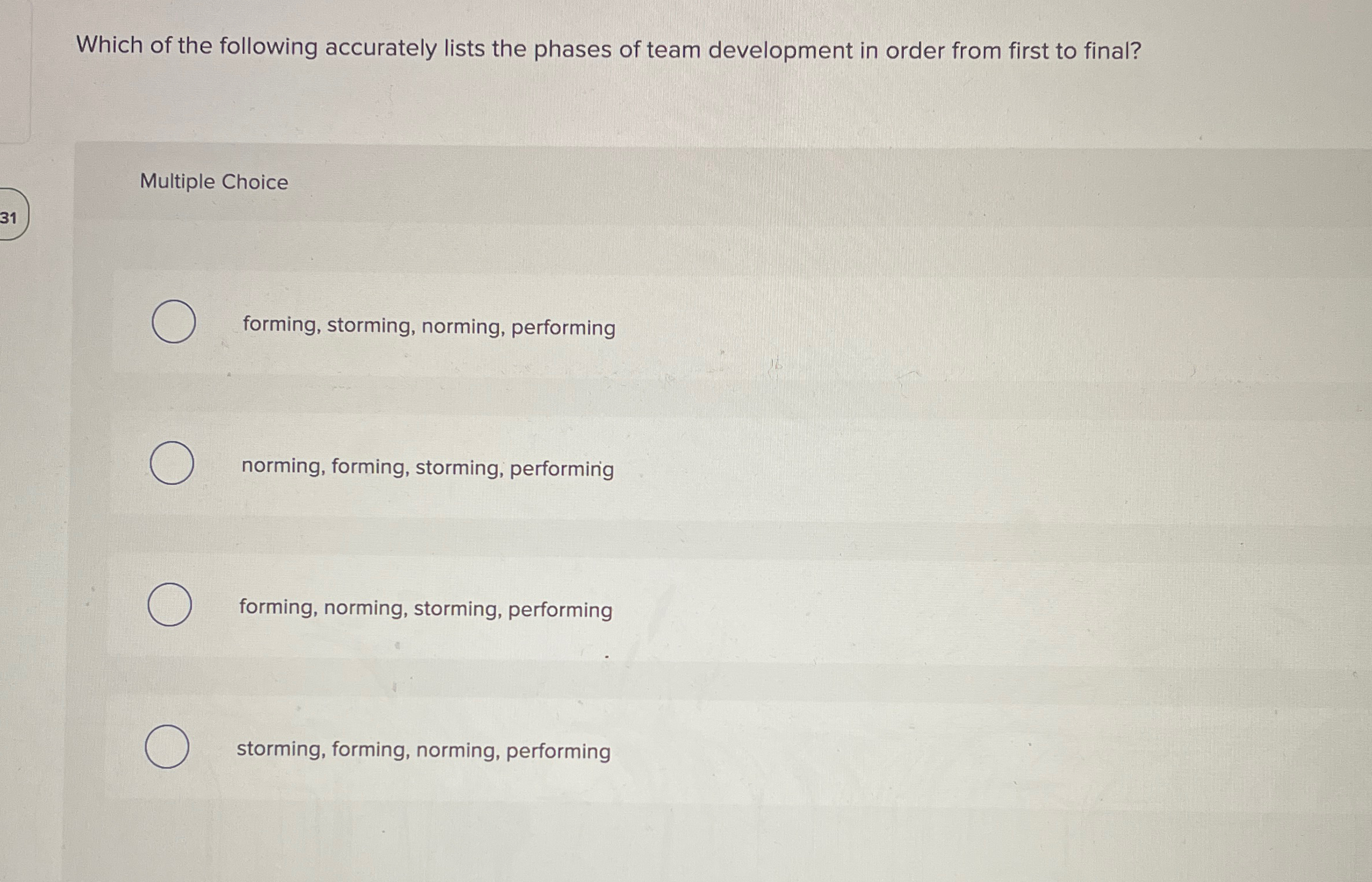 Solved Which of the following accurately lists the phases of | Chegg.com