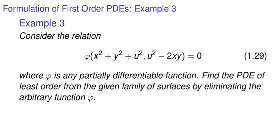 Simple Pde Example Formulation of First Order PDEs: Example 3Example | Chegg.com